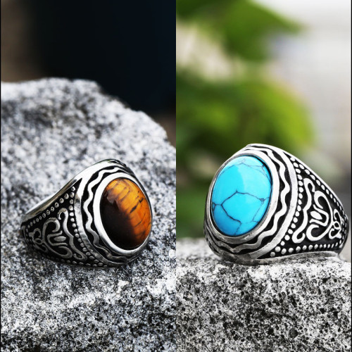 Wholesale Stainless Steel Mens Gemstone Rings