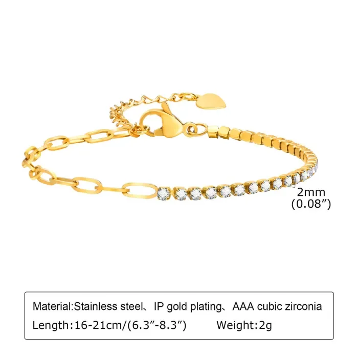 Wholesale Stainless Steel Cubic Zirconia Tennis Bracelet