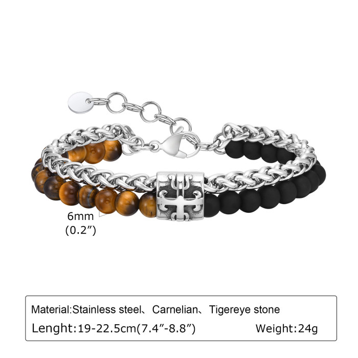 Wholesale Stainless Steel Tiger Eye Agate Bracelet