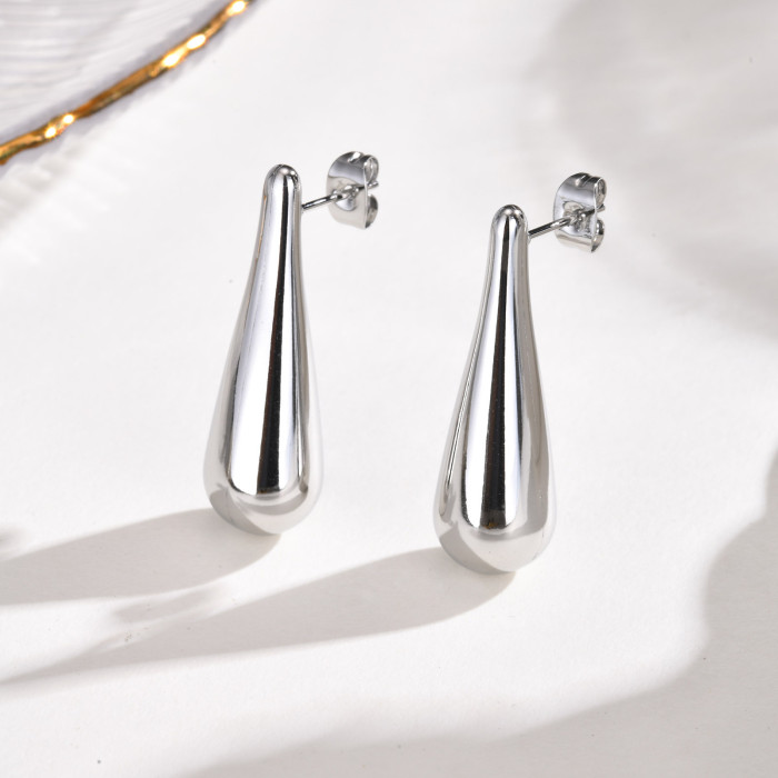Wholesale Stainless Steel Glossy Drop Earrings
