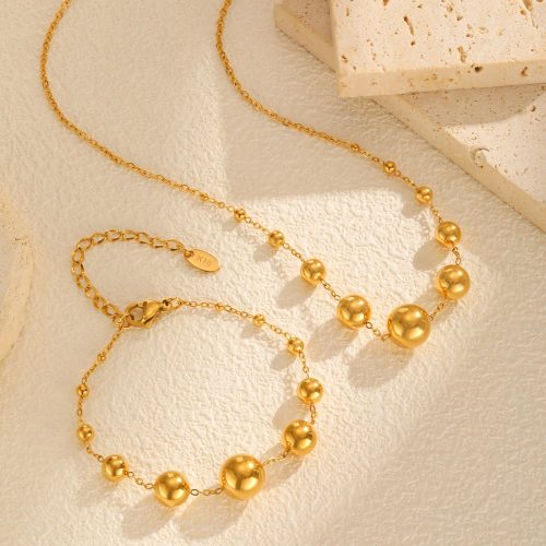 Wholesale Stainless Steel Balls Gold Necklace