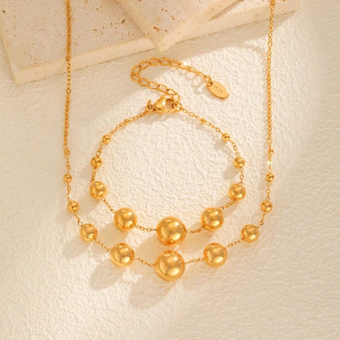 Wholesale Stainless Steel Balls Gold Necklace