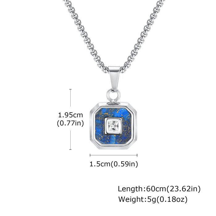 Wholesale Stainless Steel Lapis Lazuli Zircon Pendant