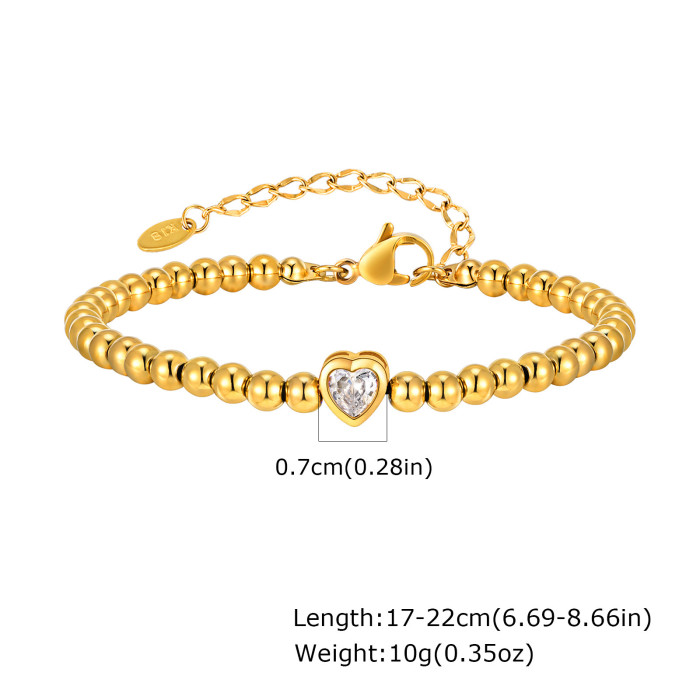 Wholesale Stainless Steel Beads Copper Heart Bracelet
