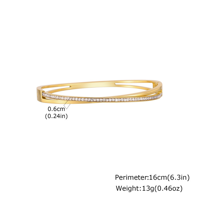 Wholesale Stainless Steel Zirconia Openable Bracelet