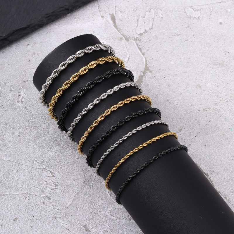 Wholesales Stainless Steel Twist Chain Bracelets