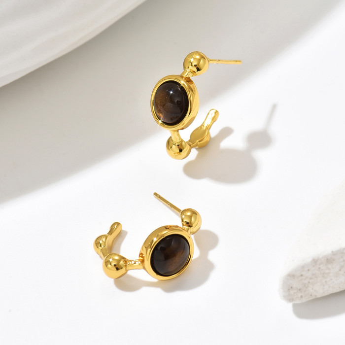 Wholesale Stainless Steel Statement Earrings with Stone
