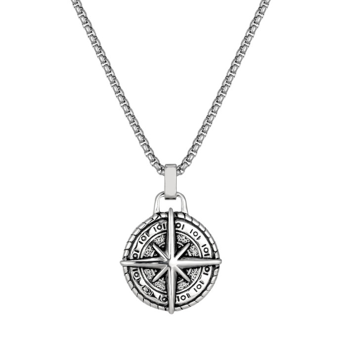 Wholesale Men's Stainless Steel Compass Pendant