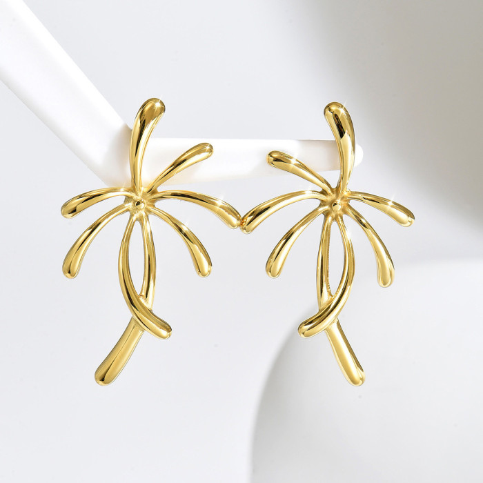 Wholesale Stainless Steel Coconut Palm Tree Earrings