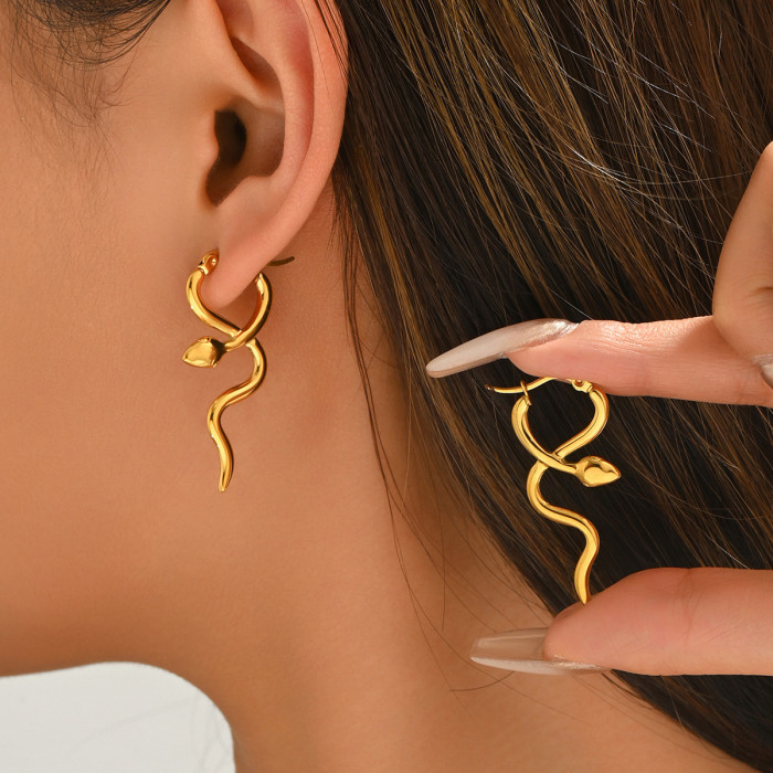 Wholesale Stainless Steel Snake Hoop Earrings