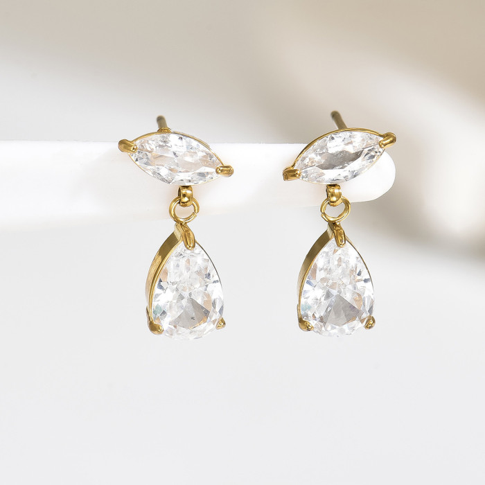 Wholesale Stainless Steel Marquise & Teardrop Stud Earrings