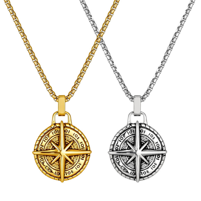 Wholesale Men's Stainless Steel Compass Pendant