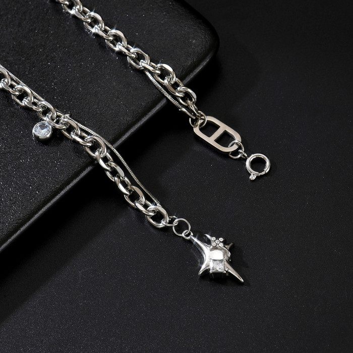 Wholesale Stainless Steel North Star & CZ Necklace