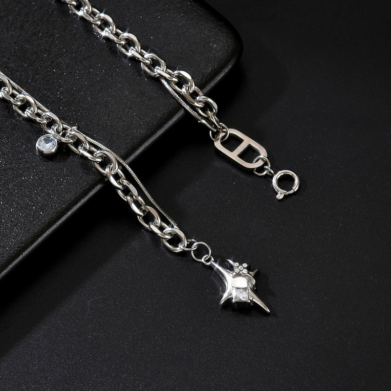Wholesale Stainless Steel North Star & CZ Necklace