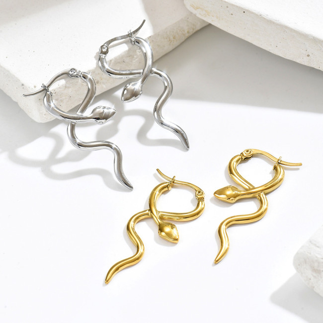 Wholesale Stainless Steel Snake Hoop Earrings