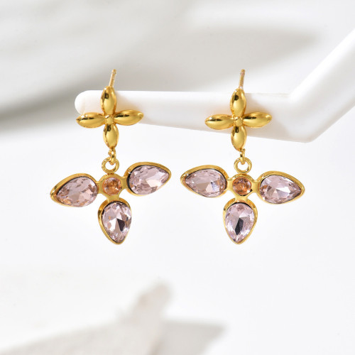 Wholesale Stainless Steel Flower Dangle Earrings