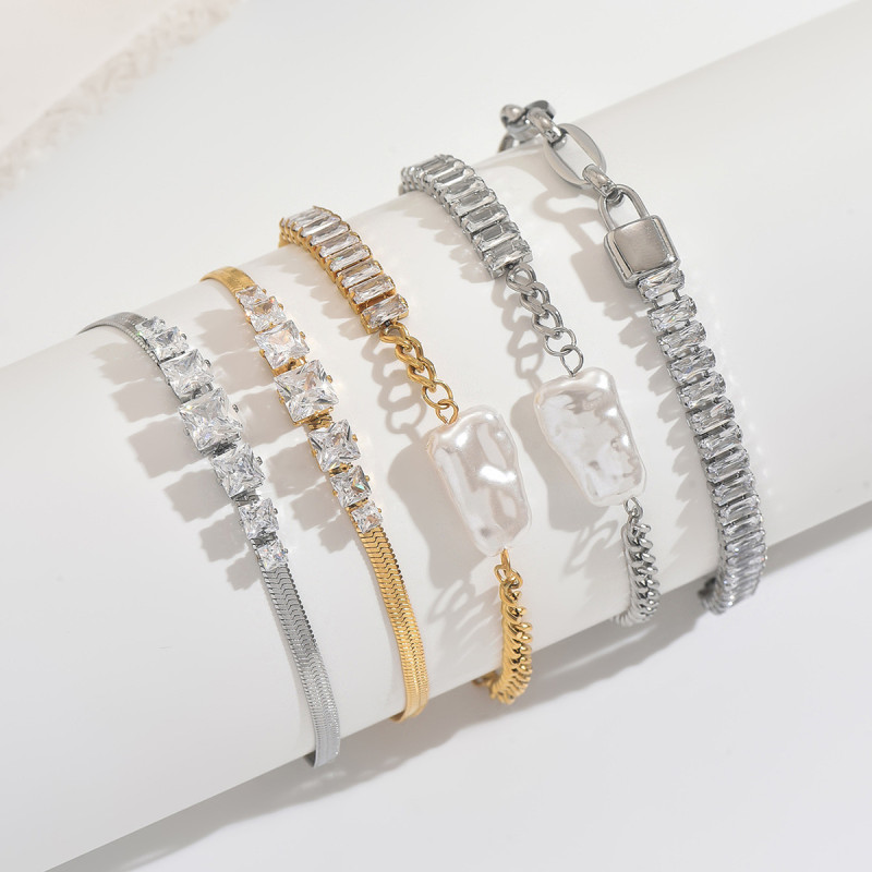 Wholesale Stainless Steel Mixed-Chain Bracelet Set