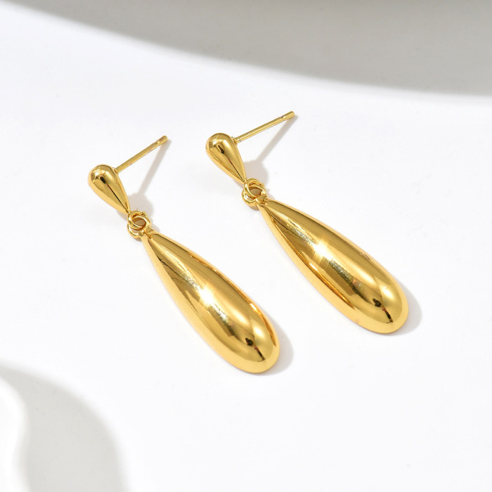 Wholesale Stainless Steel Long Teardrop Earrings