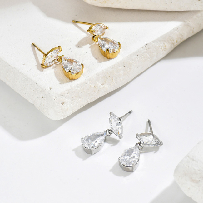 Wholesale Stainless Steel Marquise & Teardrop Stud Earrings