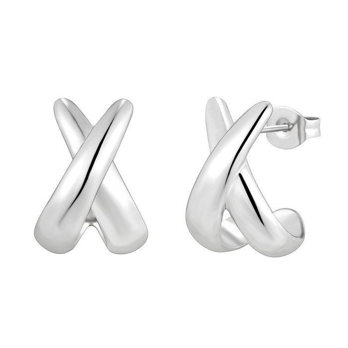 Wholesale Stainless Steel Criss-Cross Earrings Set