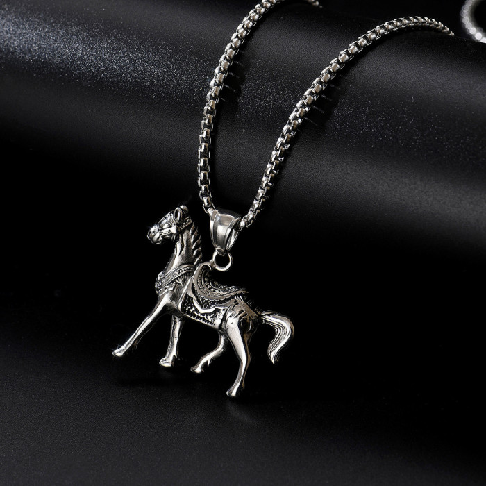 Wholesale Men's Stainless Steel Horse Pendant