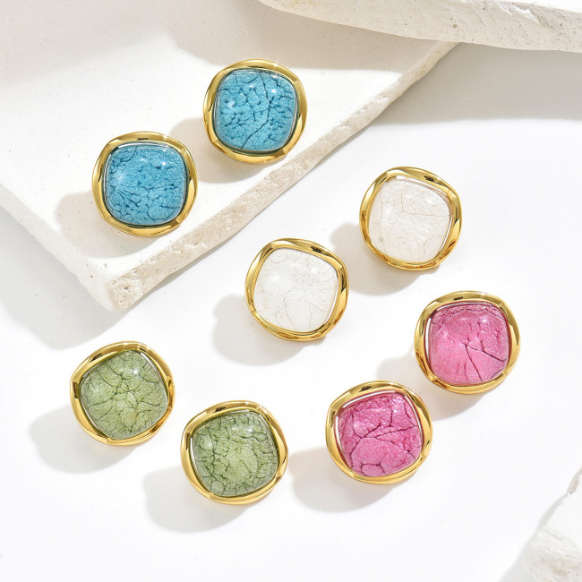 Wholesale Vintage Enamel Square Stud Earrings