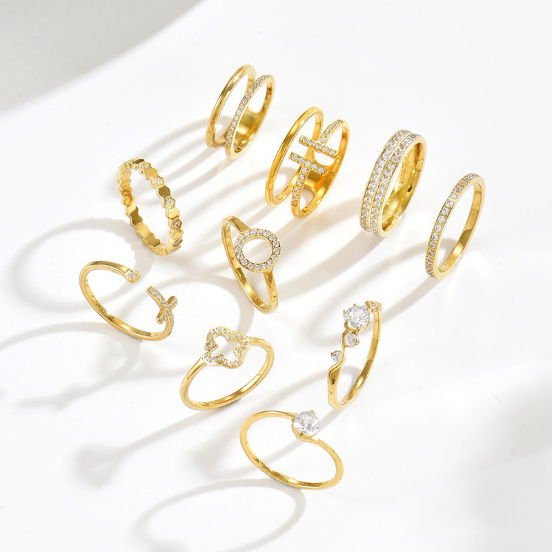 Wholesale Stainless Steel Minimalist CZ Pave Stacking Ring Set