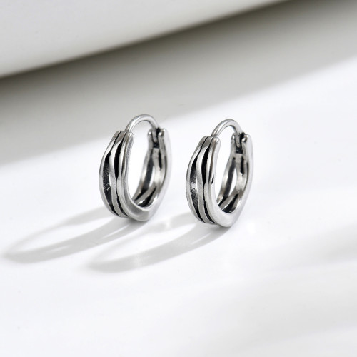 Wholesale Retro Stainless Steel Triple-Layer Hoop Earrings