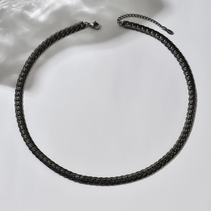 Wholesale Men's Slim Black Stainless Steel Necklace