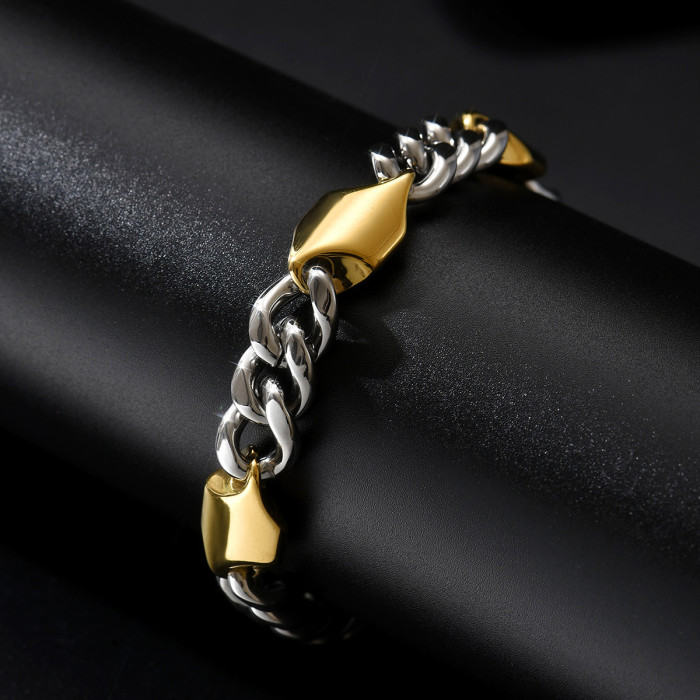 Wholesale Steel Modern Two-Tone Curb Chain Bracelet