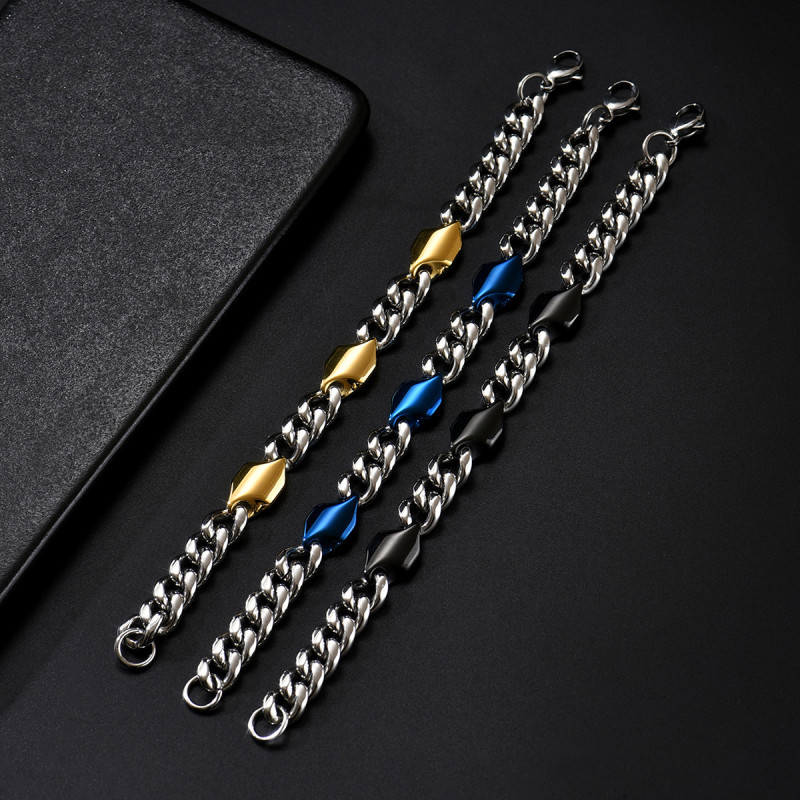 Wholesale Steel Modern Two-Tone Curb Chain Bracelet