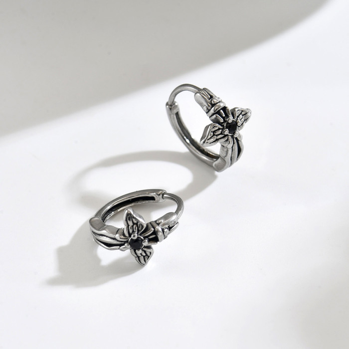 Wholesale Retro Stainless Steel Cross Hoop Earrings