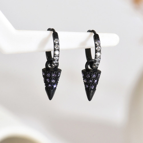 Wholesale Black Stainless Steel Spike Hoop Earrings