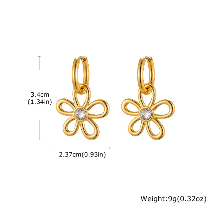 Wholesale Stainless Steel Hollowed Flower Earrings Set