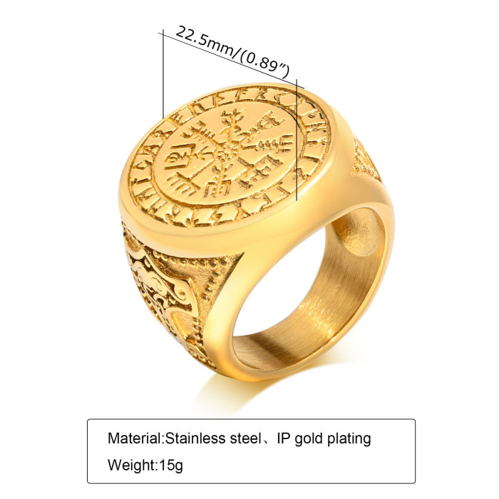 Wholesale Stainless Steel Viking Vegvisir Signet Ring