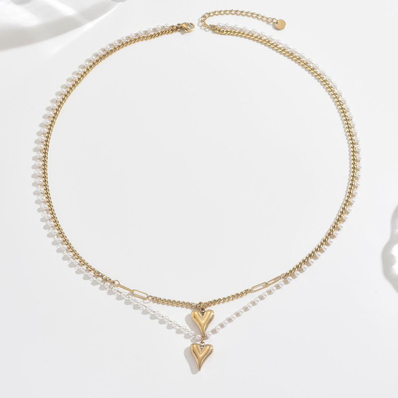 Wholesale Stainless Steel Heart Layering Necklace