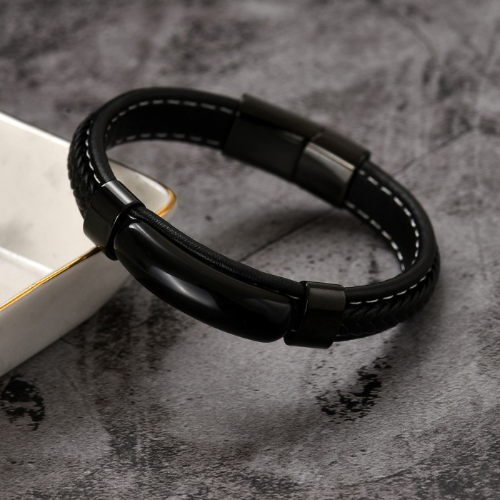 Wholesale Men's Natural Stone Leather Bracelet