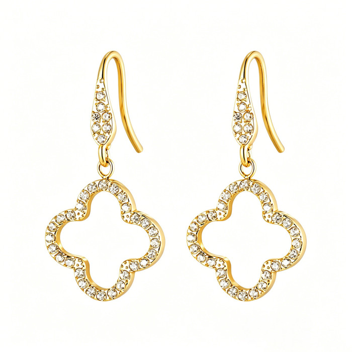 Wholesale Stainless Steel Four-Leaf Clover Earrings