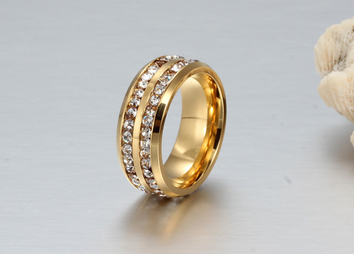 Stainless Steel Two Line CZ Ring Ebay