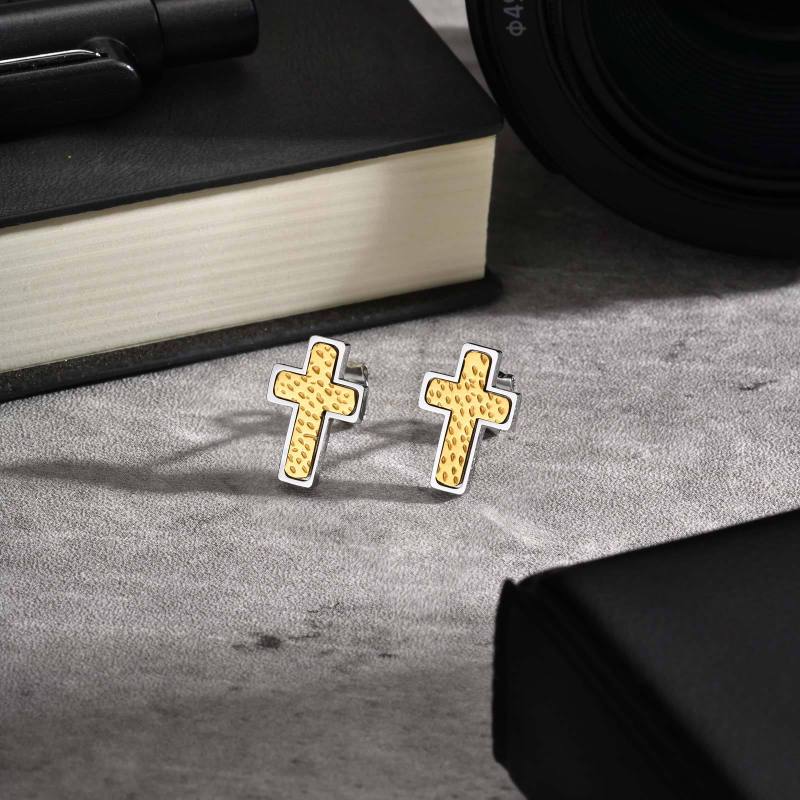 Wholesale Stainless Steel Hammered Cross Earrings