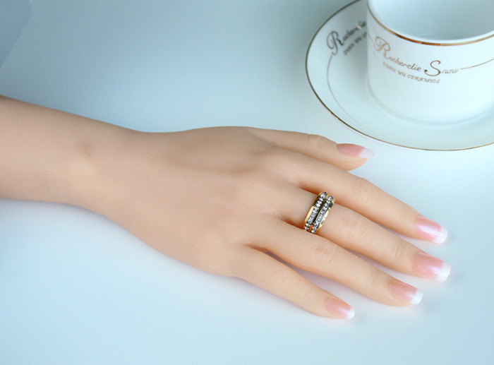Stainless Steel Two Line CZ Ring Ebay
