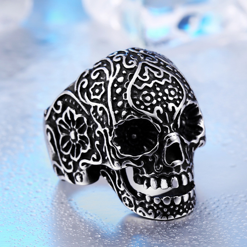 Wholesale Stainlss Steel Big Biker Jewelry Skull Ring