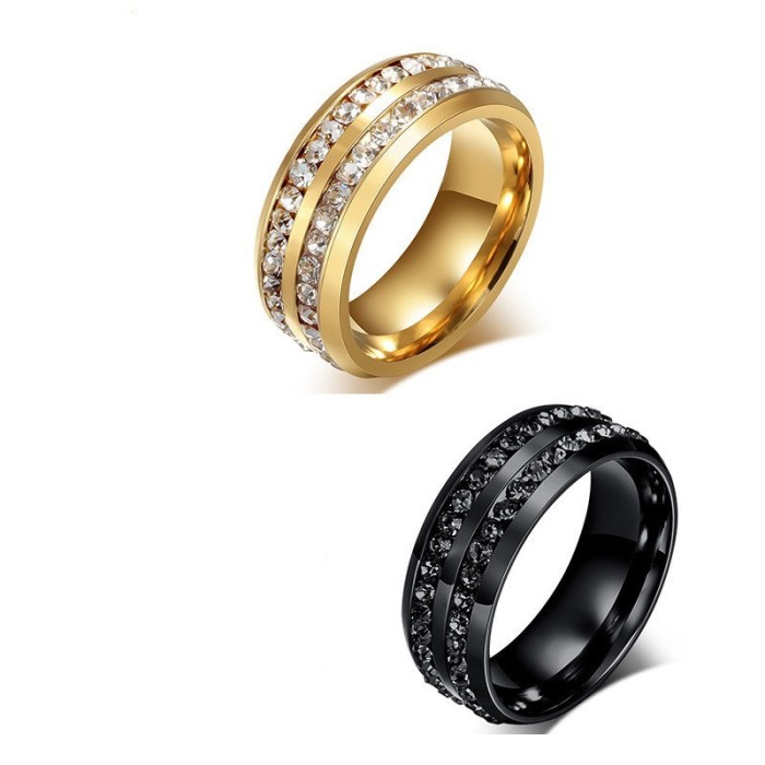 Stainless Steel Two Line CZ Ring Ebay