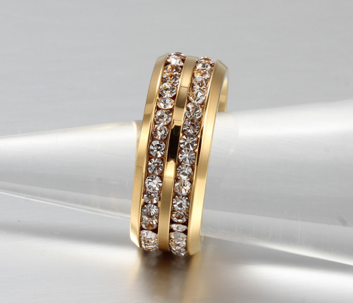 Stainless Steel Two Line CZ Ring Ebay