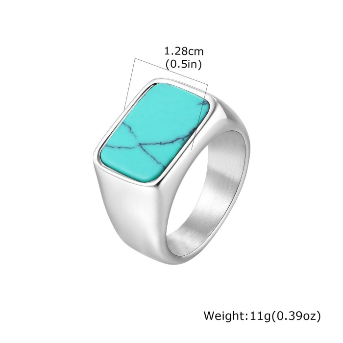 Wholesale Stainless Steel Black Glass Stone Ring
