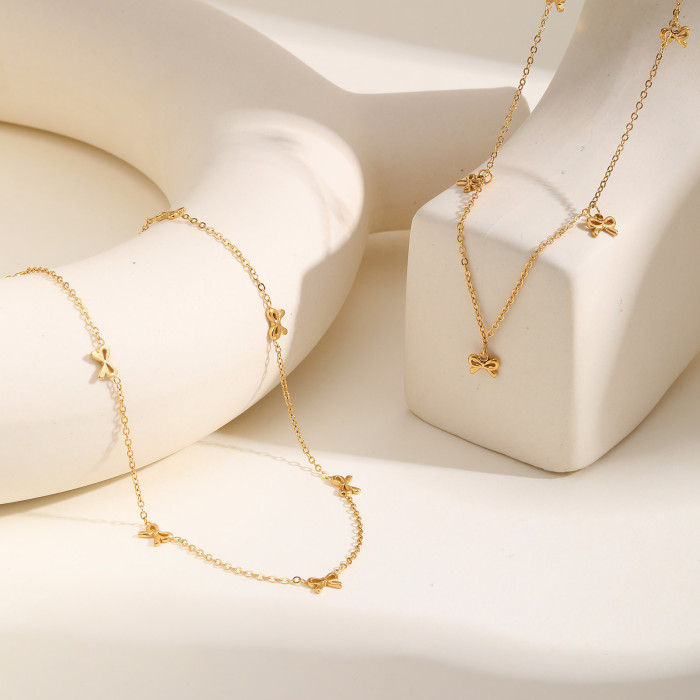Wholesale Stainless Steel Ribbon Gold Necklace