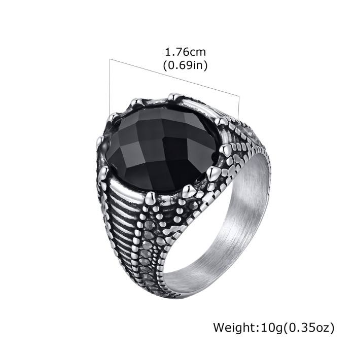 Wholesale Stainless Steel Round Stone Signet Ring