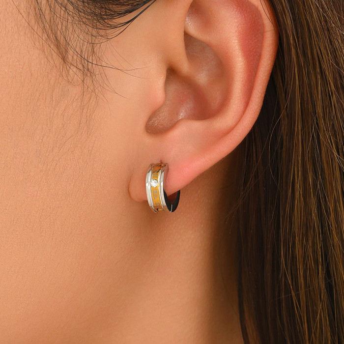 Wholesale Stainless Steel Two-Tone Hoop Earrings