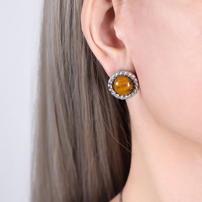 Wholesale Stainless Steel Tiger Eye Pendant Necklace