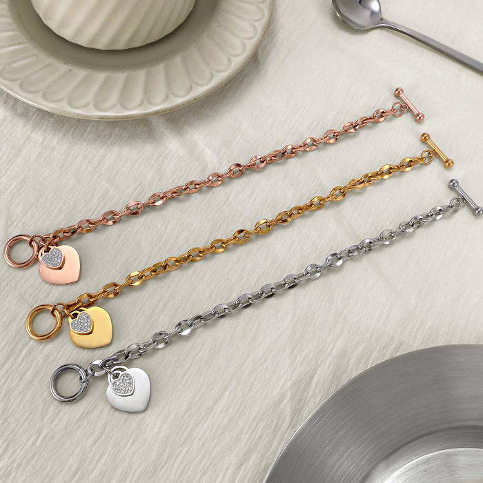 Wholesale Stainless Steel Women's Heart Bracelet
